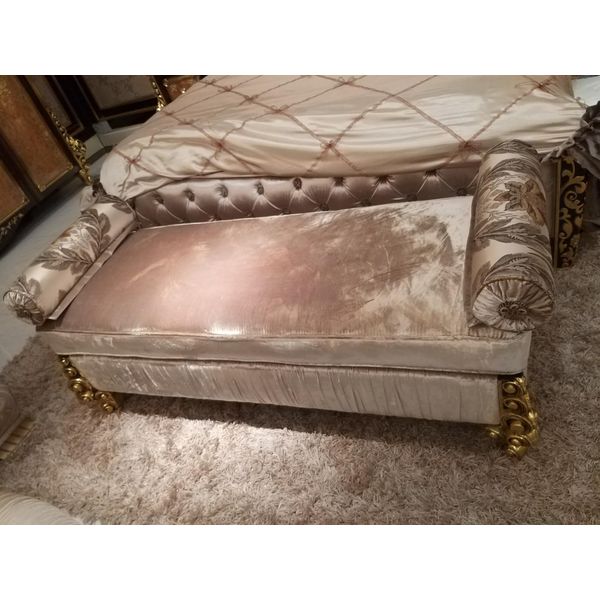 Chaise Lounge Divano Stile Antico Chaise Couch Chaise Tessile Barocco Rococò Panca-image