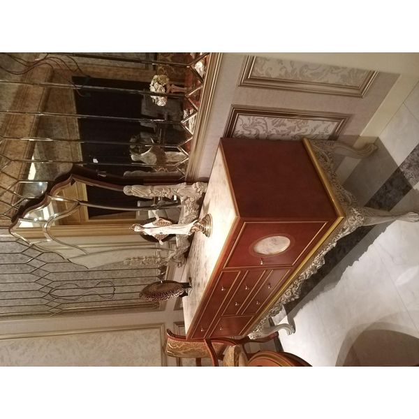 Buffet Credenza Cassettiera Con Specchio In Vero Legno Barocco Rococò Nuovo Cassettiera 2 Pezzi-image