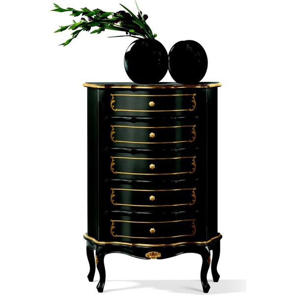 Mobili Italiani Stile Barocco Armadio Nero Cassettiera Mobili Di Design Legno Nuovo-image