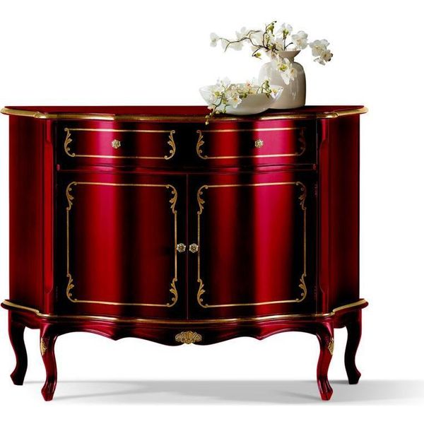 Lusso Mobili Italiani In Legno Cassettiera Rossa Mobile Buffet Soggiorno Nuovo-image
