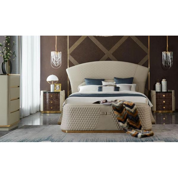 Letto In Pelle Di Design Letti Imbottiti Di Lusso Camera Da Letto Matrimoniale 180X200 Nuovo Moderno-image