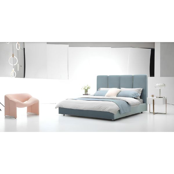 Letto Di Design Blu 180X200 Letti Camera Da Letto Tessile Hotel Lusso Seduta Imbottita-image