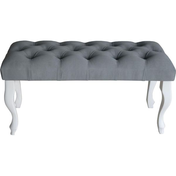 Panca Imbottita Chesterfield Panca Imbottita Panca Imbottita Tessuto Tessuto Stile Legno Sgabello-image