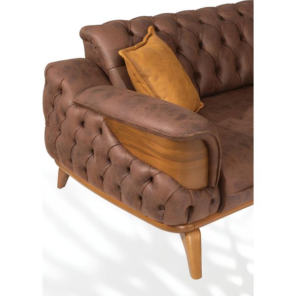 Lusso Divano Chesterfield A Tre Posti Mobili Divani Marrone Divani Rivestimento In Pelle Nuovo-image