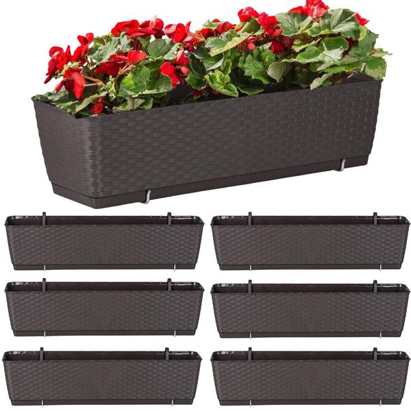 Set Di 6 Vasi Da Fiori Prosperplast | Ratolla Case Pw | Marrone | 60 Cm-image
