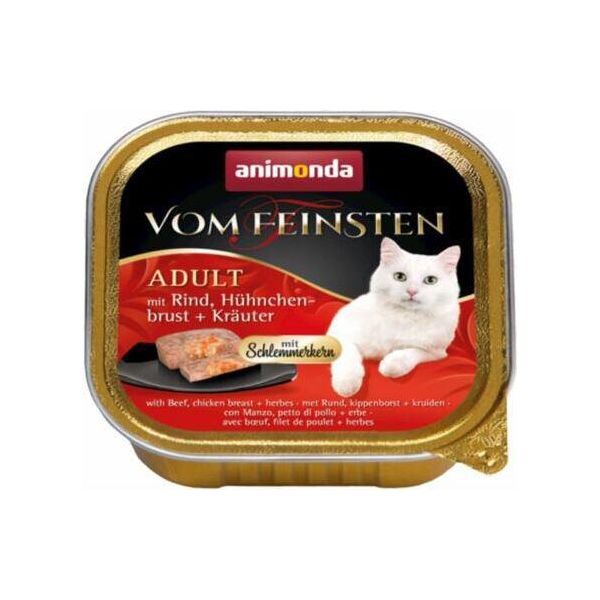 Animonda Vom Feinsten Adult Schlemmerkern Con Manzo, Petto Di Pollo Ed Erbe 100Gx32-image