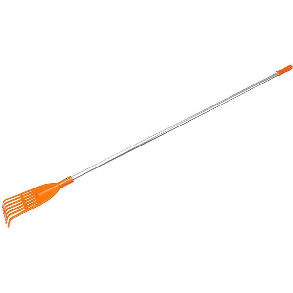 Kotarbau® Rastrello Per Foglie Plastica 7 Denti Arancione Rastrello Giardino Con Manico In Alluminio- Rastrelli Per Foglie Erba Siepi Leggero-image