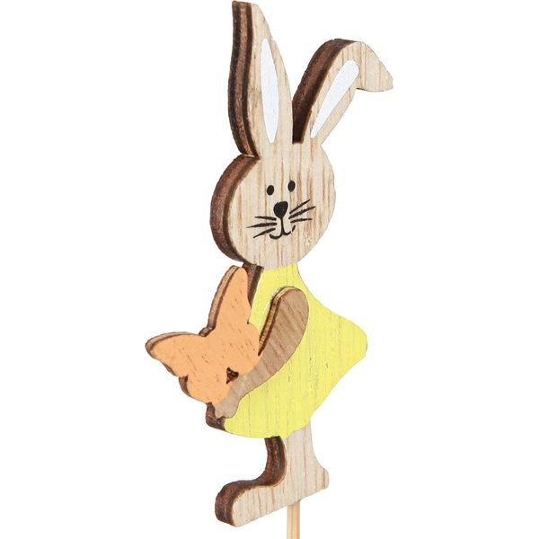 Decorazioni Pasquali Coniglietti In Legno Colorati Da Infilare Nei Fiori 5X8 Cm 16 Pezzi, 16 Pezzi-image