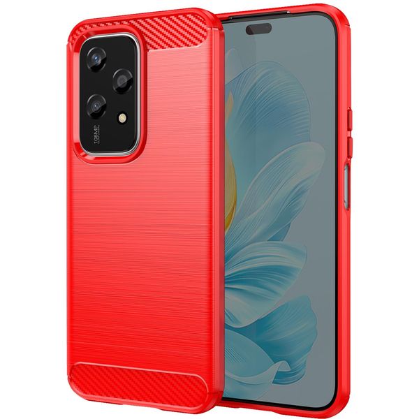 Avizar, Custodia Protettiva Flessibile Per Honor 200 Lite, Effetto Carbonio, Rosso-image