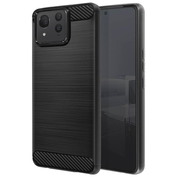 Avizar, Custodia Protettiva Flessibile Per Asus Zenfone 11 Ultra, Effetto Carbonio, Nero-image