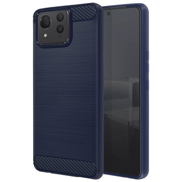 Avizar, Custodia Protettiva Flessibile Per Asus Zenfone 11 Ultra, Effetto Carbonio, Blu Scuro-image