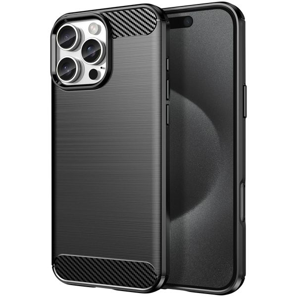 Avizar, Custodia Protettiva Flessibile Per Apple Iphone 16 Pro, Effetto Carbonio, Nero-image