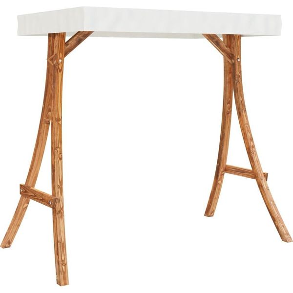 Vidaxl Telaio Per Altalena Con Tetto In Legno Bentwood Crema Finitura Teak Massiccio-image