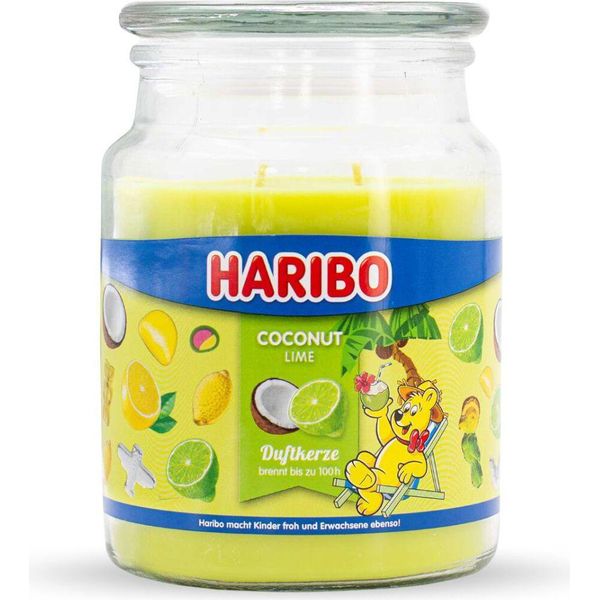 Candela Profumata Haribo Coconut Lime, Candela In Vetro, Fragranza Cocco E Lime, Durata Di Combustione Fino A 100 H, 510 G-image