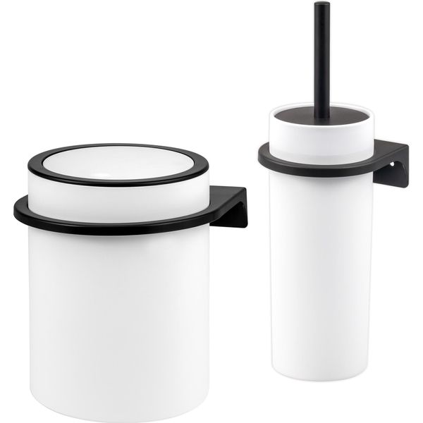 Bremermann Set Da Bagno 2 Pezzi Savona Softtouch Incl. Supporto A Parete, Contenitore Per Cosmetici E Portascopino, Rotondo - Bianco-image