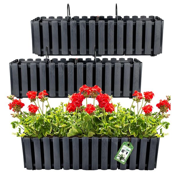 Set Di 2 Vasi Da Fiori Prosperplast | Boardee Fancycase W | Antracite | 60 Cm-image