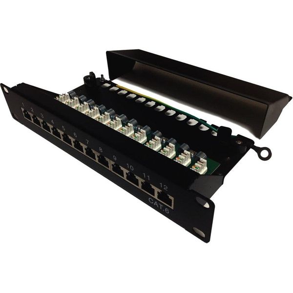 Pannello Patch Xtendlan 10", 12 Porte, 1U, Cat6, Schermato, Lsa, Posizionamento Orizzontale Dei Connettori, Terra, Nero"-image