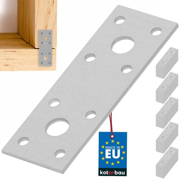 Kotarbau® Set Di 50 Piastre Forate 96 X 40 Mm Argento Zincato Connettore Piatto Connettore Per Legno Piastra Forata Per Interni Ed Esterni Connettore In Acciaio Piastra Forata Barra Piatta-image