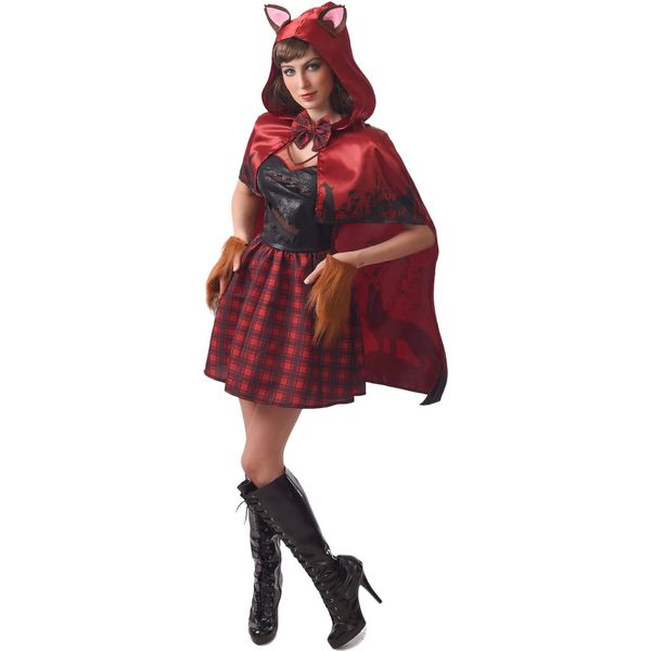 Costume Da Lupo Di Cappuccetto Rosso Per Donna Costume Di Carnevale Rosso-Nero - S-image