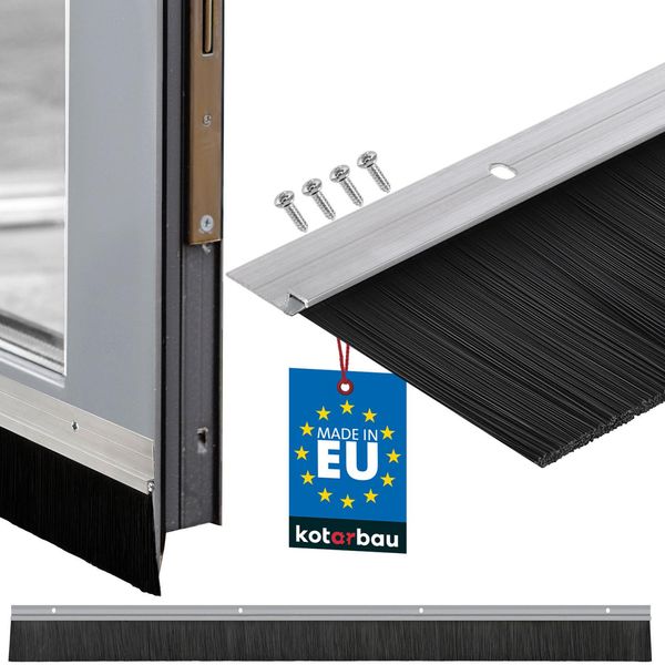 Kotarbau® Guarnizione A Spazzola 100 Cm X 60 Mm Guarnizione Per Porte In Alluminio Striscia Di Tenuta Esclusione Di Correnti D'aria Spazzola A Strisce Spazzola Per Porte Guarnizione Per Porte A Pavimento-image