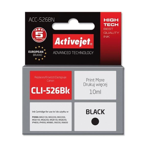 Activejet ACC-526BN Ink Cartridge (Replacement For Canon Cli-526Bk; Supreme; 10 Ml; Black)-image