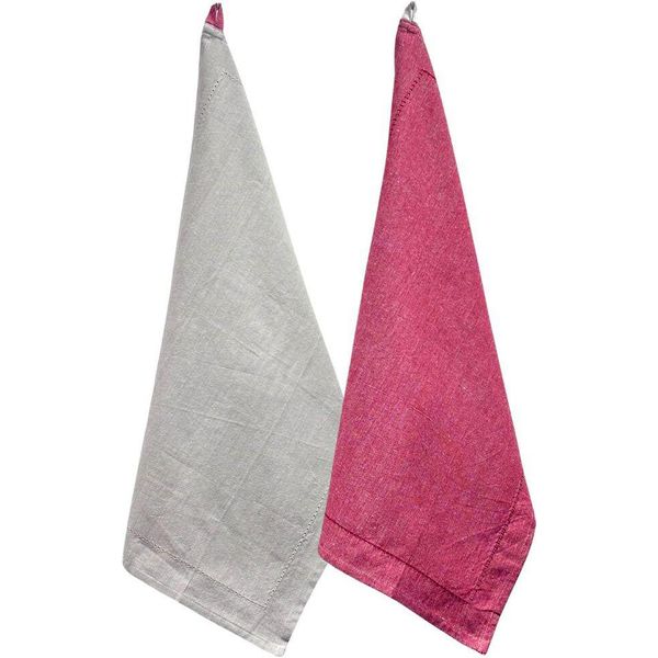 Home Elements Strofinaccio In Cotone Riciclato, 2 Pezzi, 50 X 70 Cm, Beige E Rosso-image