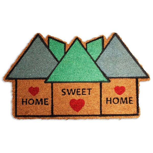 Home Elements Tappetino In Fibra Di Cocco, Casa Dolce Casa, Case, 40X60 Cm-image