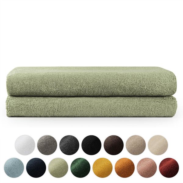 Set Di Asciugamani In Spugna Premium Blumtal Con Asole Per Appendere - Cotone Oeko-Tex, Morbido, Altamente Assorbente - Asciugamano Da Bagno 2X (70X140 Cm), Verde Pastello (Verde)-image