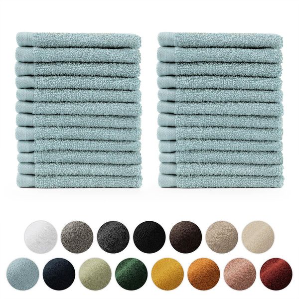 Set Di Asciugamani In Spugna Premium Blumtal Con Asole Per Appendere - Cotone Oeko-Tex, Morbido, Altamente Assorbente - 24X Asciugamani Per Ospiti (30X30 Cm), Azzurro-image