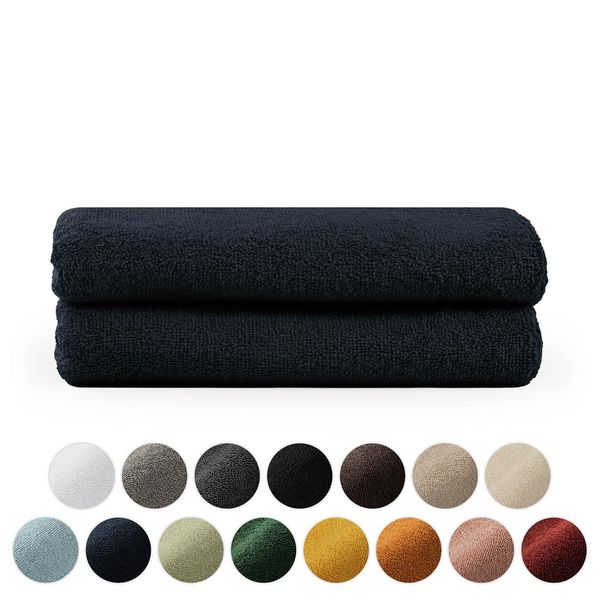 Set Di Asciugamani In Spugna Premium Blumtal Con Asole Per Appendere - Cotone Oeko-Tex, Morbido, Altamente Assorbente - Asciugamano 2X (50X100 Cm), Blu Scuro-image