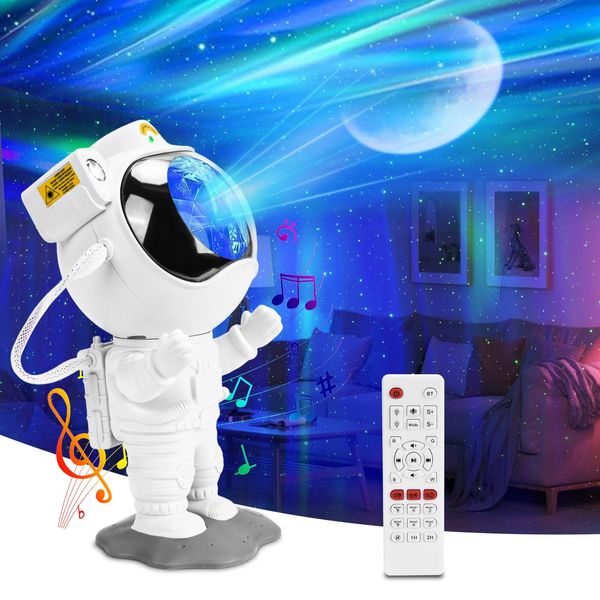 Aurora Proiettore Del Cielo Stellato Con Musica Bluetooth Astronauta Proiettore Di Stelle Luce Notturna Con Luna Proiettore Di Luce Settentrionale Per Camera Da Letto, Sala Giochi-image