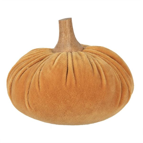 Clayre & Eef Decorazione Zucca Ø 15X12 Cm Poliestere Arancione-image