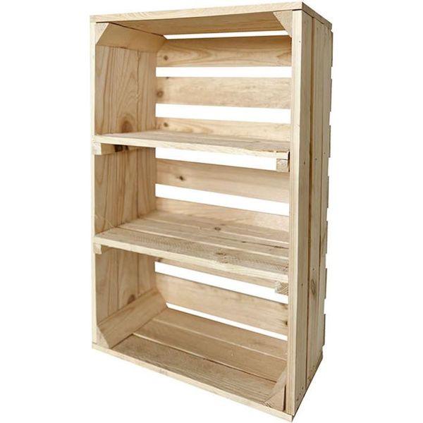 Nuove Cassette Per La Frutta Con Asse Centrale Cassette Per Il Vino Cassette Per Le Mele Scaffale Cassettiera Naturale 60X40X20Cm-image