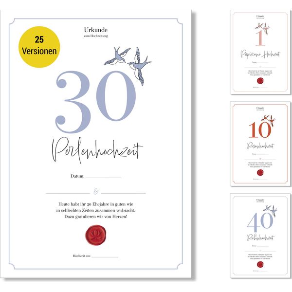 Frank Paperman® | Regali Per Il 30° Anniversario Di Matrimonio | Anniversario Di Matrimonio | Matrimonio Perlato | Di Anniversario Di Matrimonio | Classico | Prestampato In Formato Din A4-image