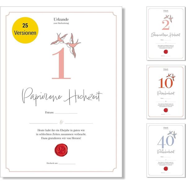 Frank Paperman | Regalo Per Il 1° Anniversario Di Matrimonio | Carta Per L'anniversario Di Matrimonio | Per L'anniversario Di Matrimonio | Classico | Formato Din A4-image