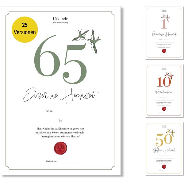 Frank Paperman® | 65° Anniversario Di Matrimonio | Anniversario Di Matrimonio | Matrimonio Di Ferro | Anniversario Di Matrimonio | Classico | Modulo In Formato Din A4-image