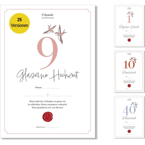Frank Paperman® | Regalo Per Il 9° Anniversario Di Matrimonio | Anniversario Di Matrimonio In Ceramica | Di Anniversario Di Matrimonio | Classico | Prestampato In Formato A4-image