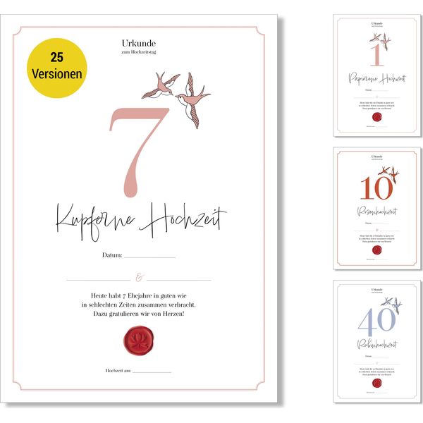 Frank Paperman® | Regalo Per Il 7° Anniversario Di Matrimonio | Anniversario Di Matrimonio | Matrimonio In Rame | Di Anniversario Di Matrimonio | Classico | Modulo In Formato Din A4-image