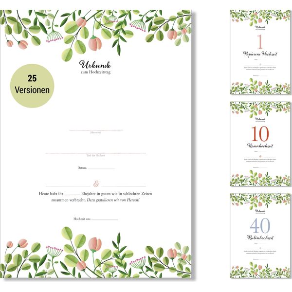 Frank Paperman® | Regali Per L'anniversario Di Matrimonio | Di Anniversario Di Matrimonio | Floreale | Idee Regalo Per L'anniversario Di Matrimonio | Modulo Vuoto Formato Din A4-image