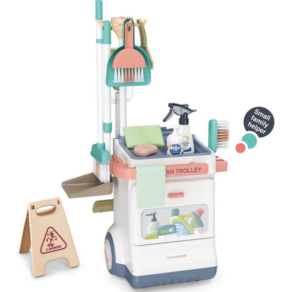 Carrello Per Le Pulizie - Giocattolo Per La Casa - Aspirapolvere Giocattolo - Gioco Di Ruolo Per Bambini - Set Per La Pulizia - 34X31X71Cm-image