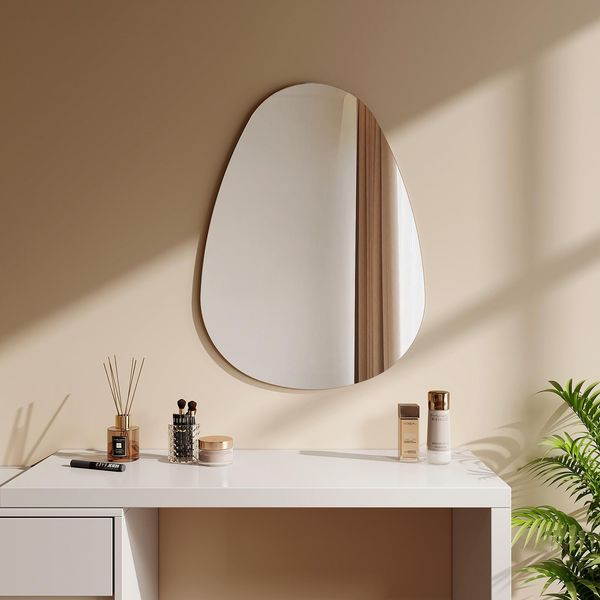 Emke Specchio Asimmetrico 80 X 60 Cm Specchio Da Parete Per Bagno Specchio Asimmetrico Moderno Specchio Da Parete Ovale Per Bagno Camera Da Letto Corridoio-image