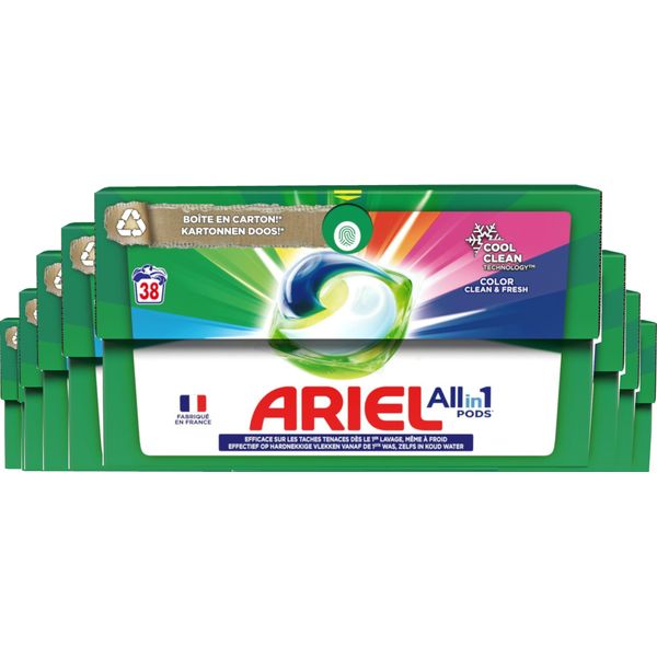 Detersivo Per Bucato Ariel All In 1 In Capsule - Colore - 8 X 38 Lavaggi (304 Capsule) - Confezione Risparmio-image