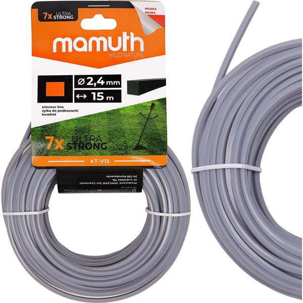 Filo Da Taglio 2,4 Mm 15 M Quadratic KT-V15 Mamuth Per Decespugliatore Stihl Nac-image