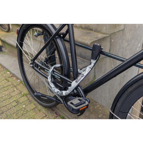 Lucchetto A Catena Abus Catena 6806K - Lucchetto Per Bicicletta Leggero In Acciaio Temprato Con Tubo In Tessuto Alla Moda - Catena Quadrata Con Livello Di Sicurezza Abus 6 - 85 Cm - Grigio Riflettente-image