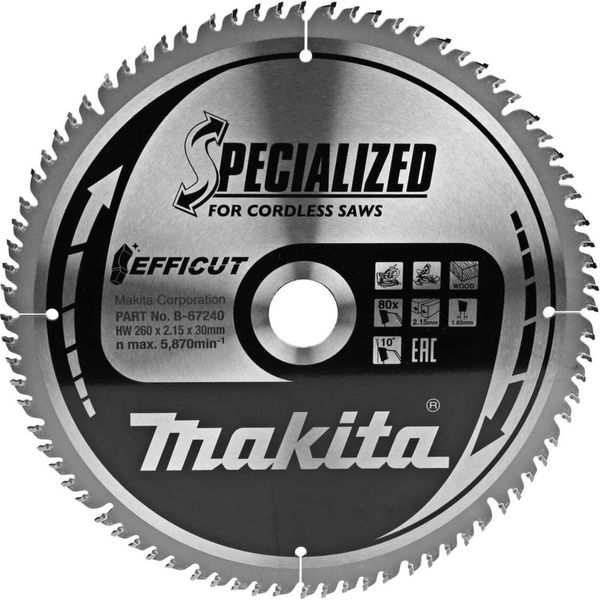 Seghe Troncatrici E Troncatrici Makita Efficut 260 X 30 Mm - 80 Denti-image