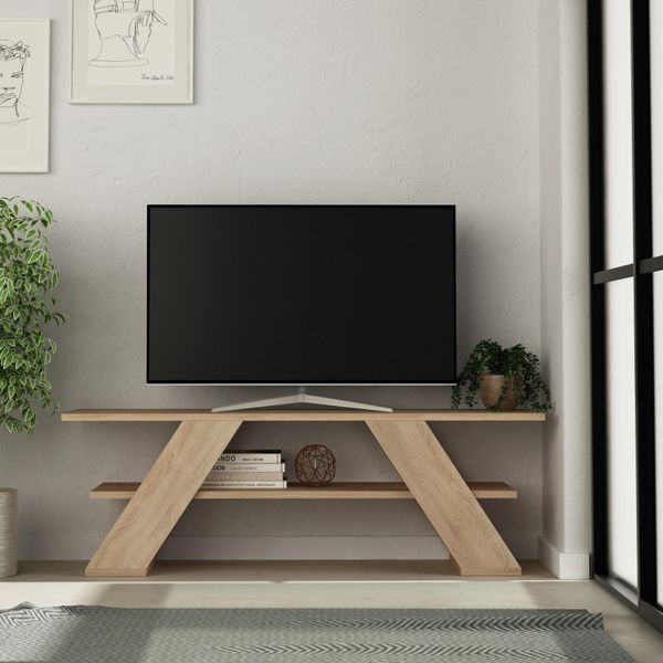 Tavolo Tv Houseland Farfalla 120 Cm Rovere Naturale-image