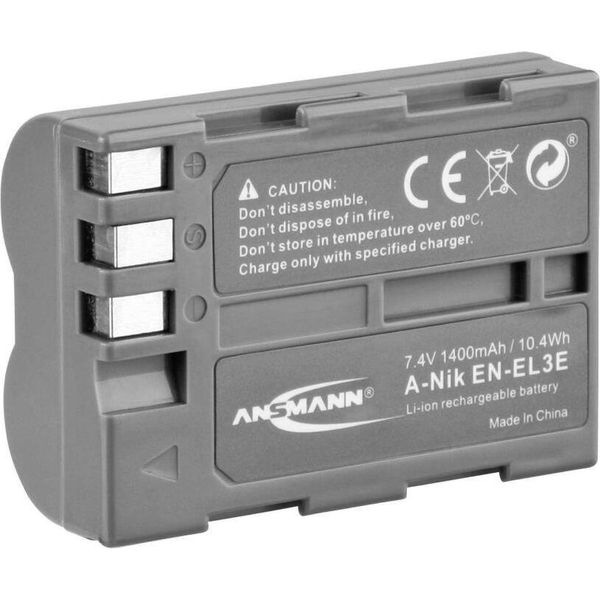Ansmann 5022433A-NIK Batteria EN-EL 3 Agli Ioni Di Litio (Li-Ion) Per Fotocamera Digitale, Capacità 1400 Mah-image