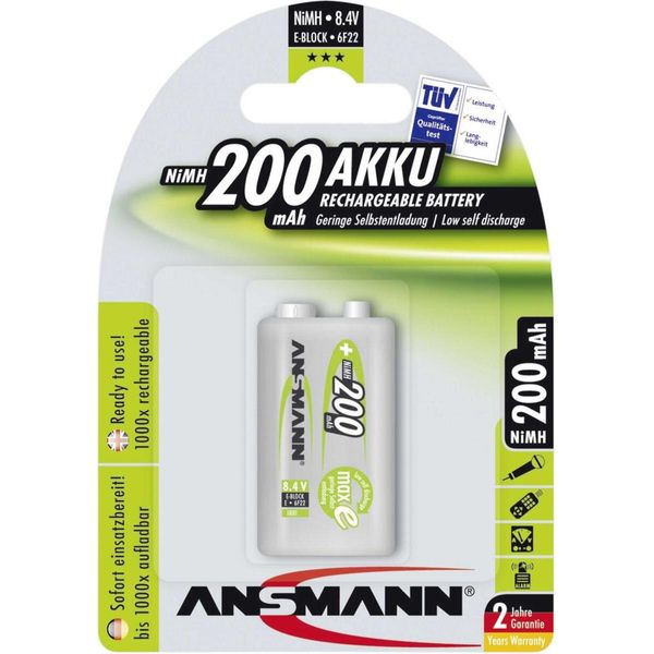 Ansmann Maxe - Batteria 9V - Nimh - (Ricaricabile) - 200 Mah-image
