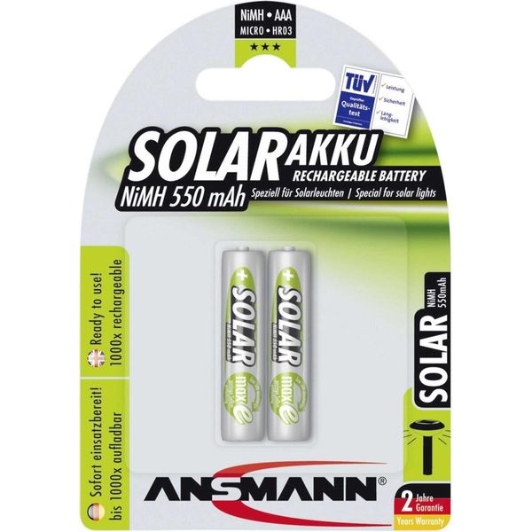 Ansmann Solar - Batteria 2 X Tipo Aaa - Nimh - (Ricaricabile) - 550 Mah-image