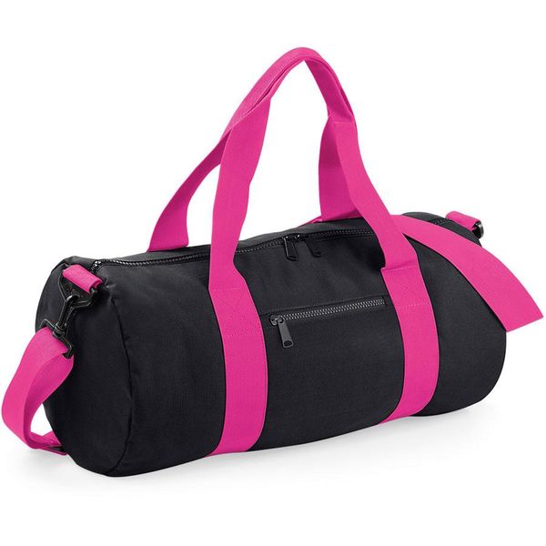 Bagbase BG140 | Borsa A Botte Originale / Borsa Da Viaggio | 50 X 25 X 25 Cm - Colore: Nero/Fucsia - Dimensioni: 50 X 25 X 25 Cm-image